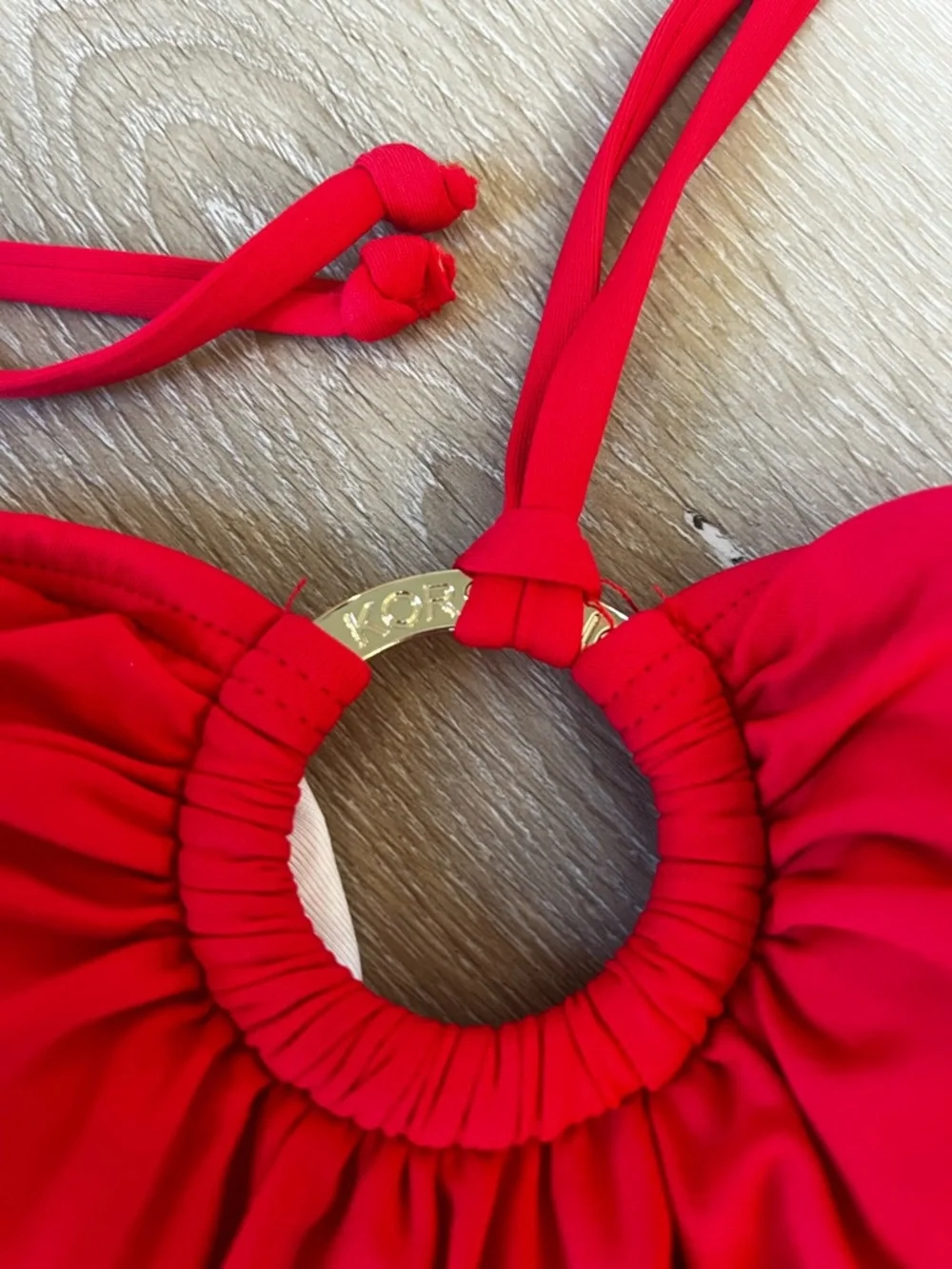 🆕Michael Kors Red Halter Tankini Top with Ring Detail - Women